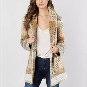 BKE Buckle Exclusive Wool Blend Coat Cream Khaki Multicolor Size XL